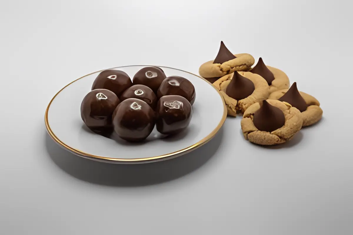 Dipping peanut butter balls into melted chocolate