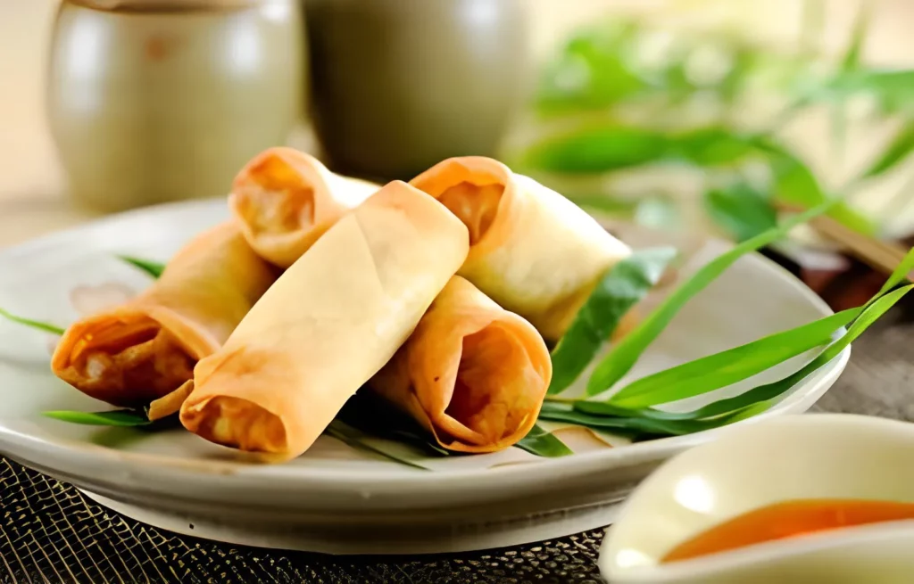 Comparison between fresh and fried spring rolls