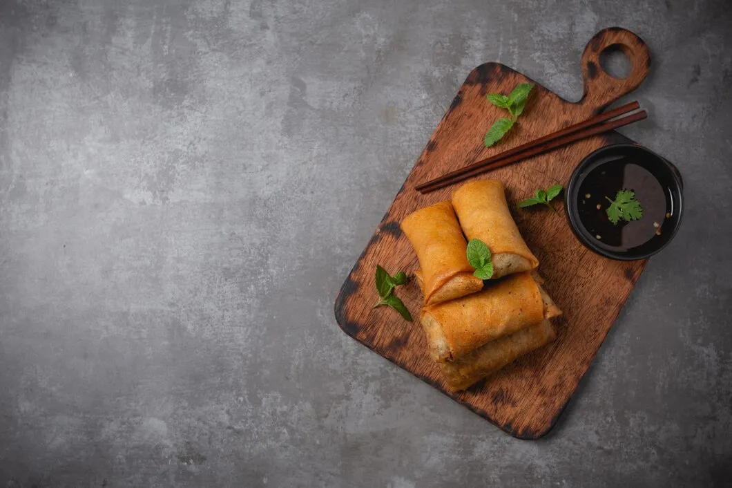 Plate of Crispy Vegetable Spring Rolls