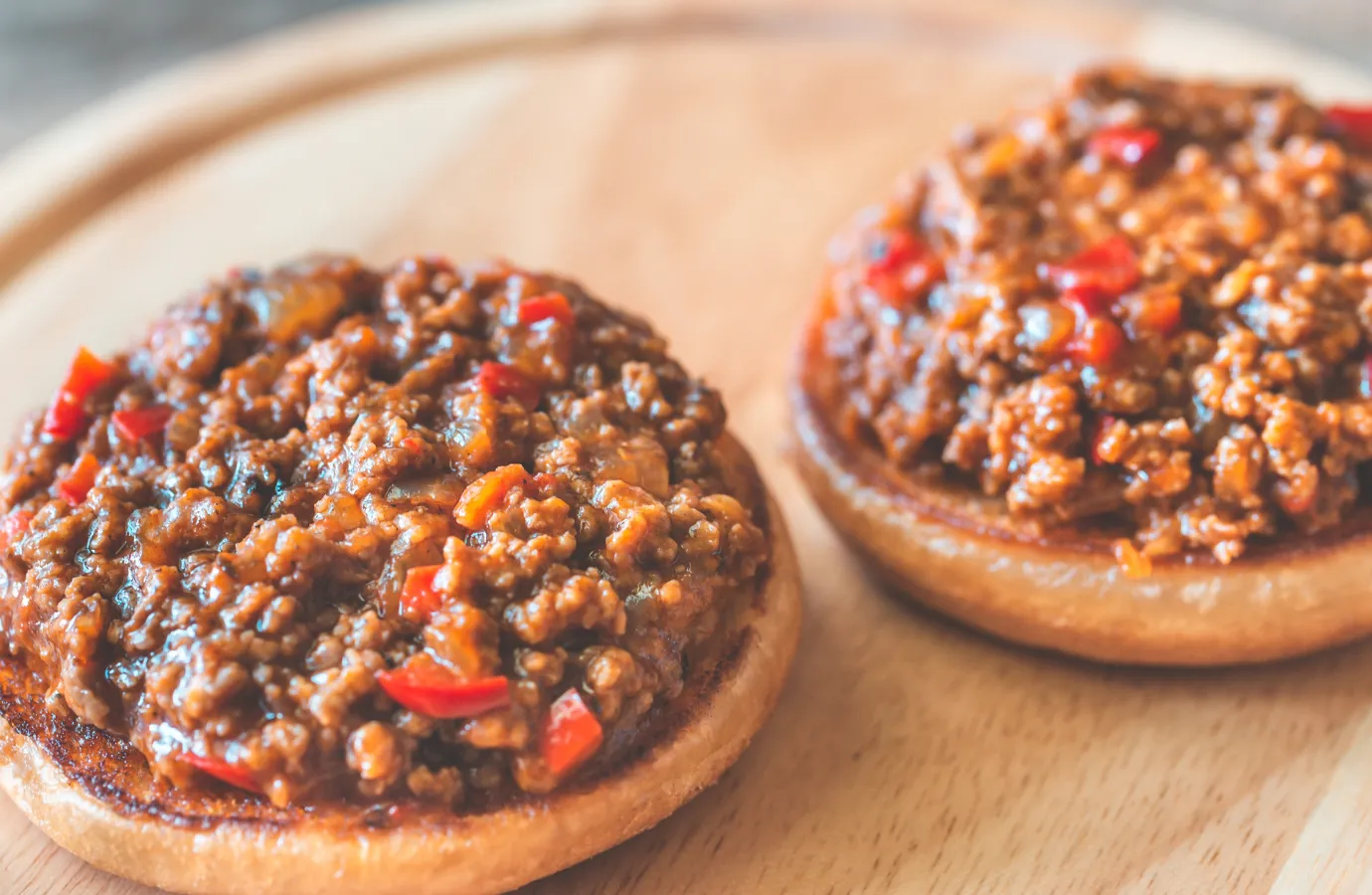 A can of Manwich Sloppy Joe sauce on a kitchen counter.