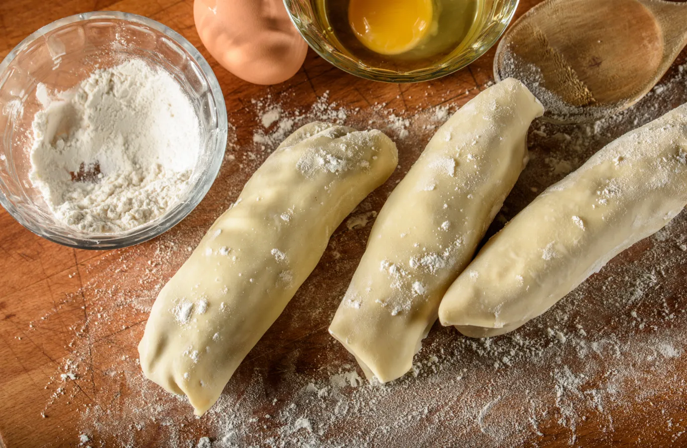 Ingredients for making egg rolls spread on a kitchen counter.