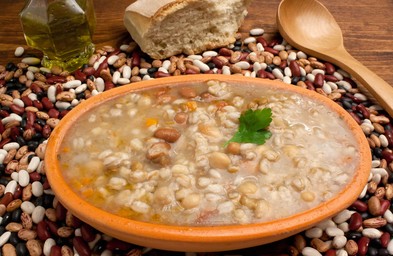 Different variations of cabbage soup with various ingredients.