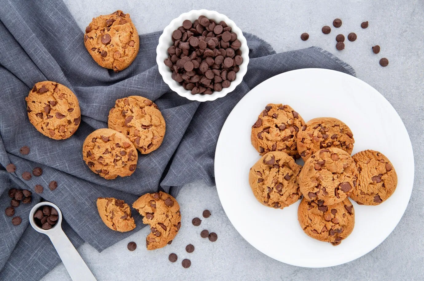 Freshly baked peanut butter chocolate chip cookies