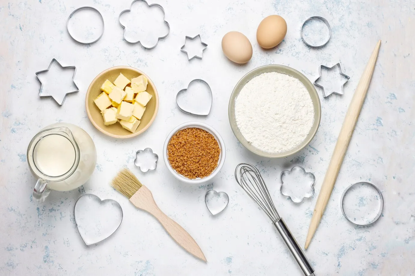 Flat lay of Marble Cookies ingredients.