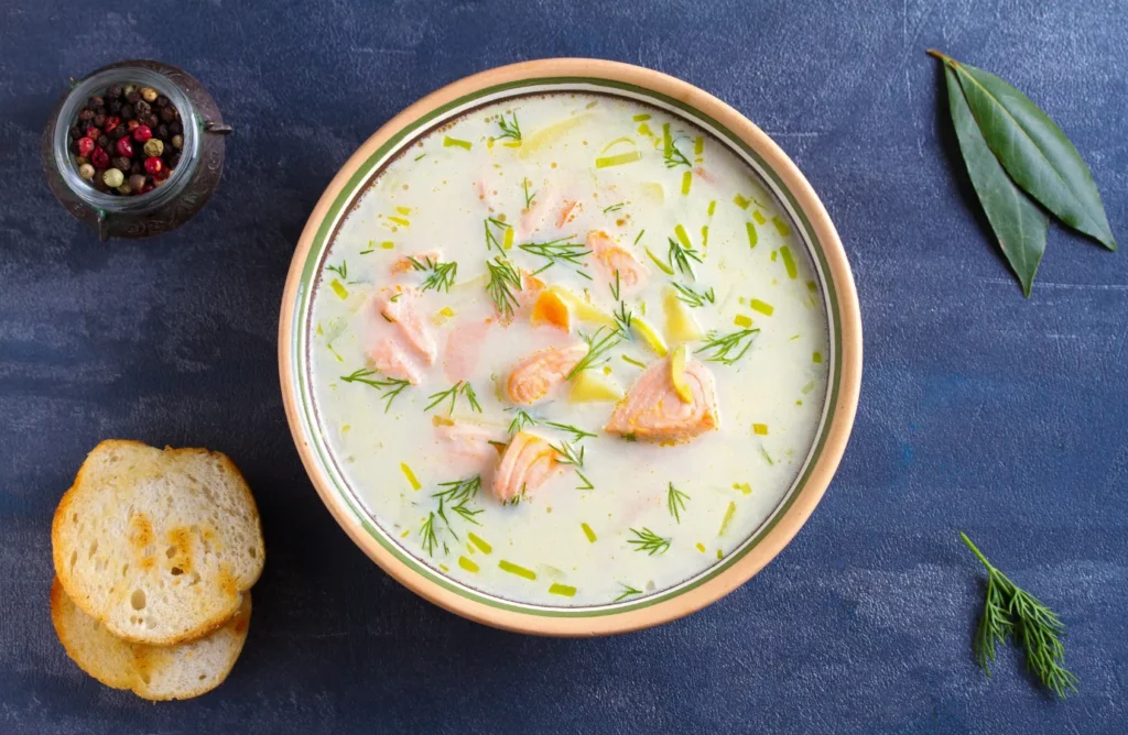 A steaming bowl of hearty homemade soup