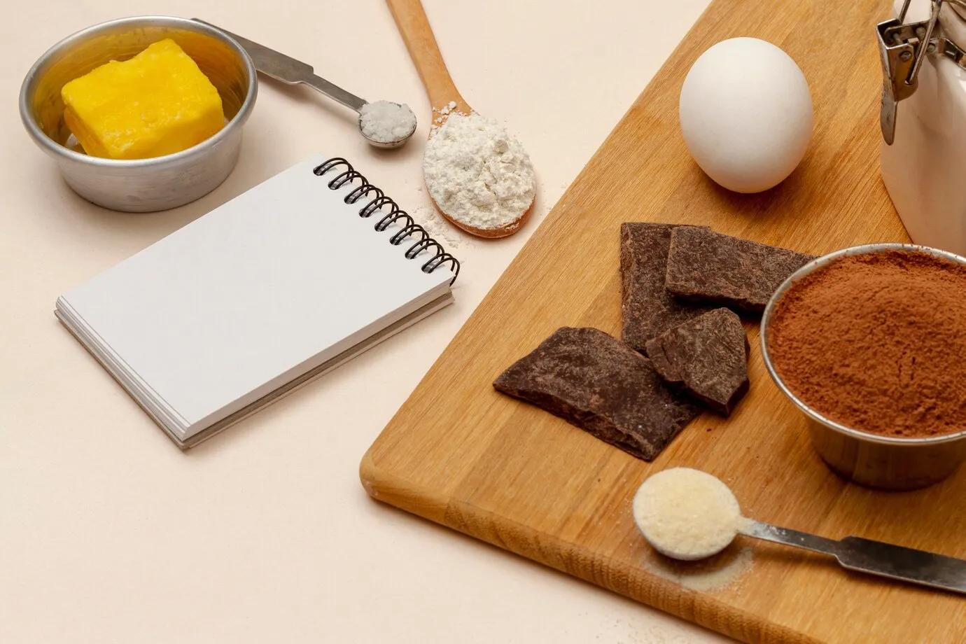 Ingredients for baking bar cookies on a kitchen counter