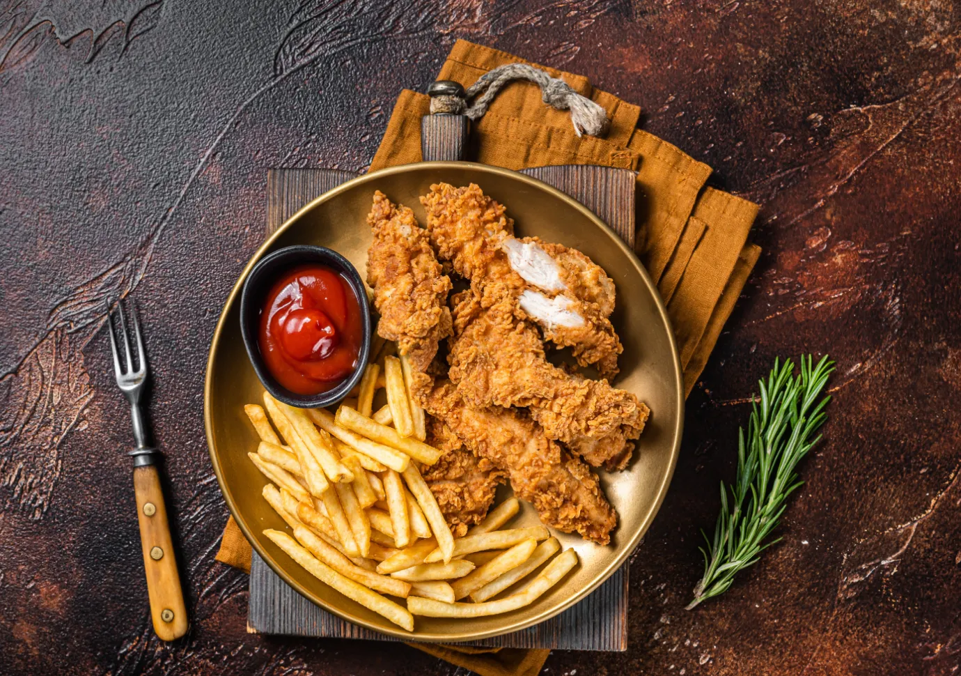 Buffalo Chicken Tenders served with dips and sides.