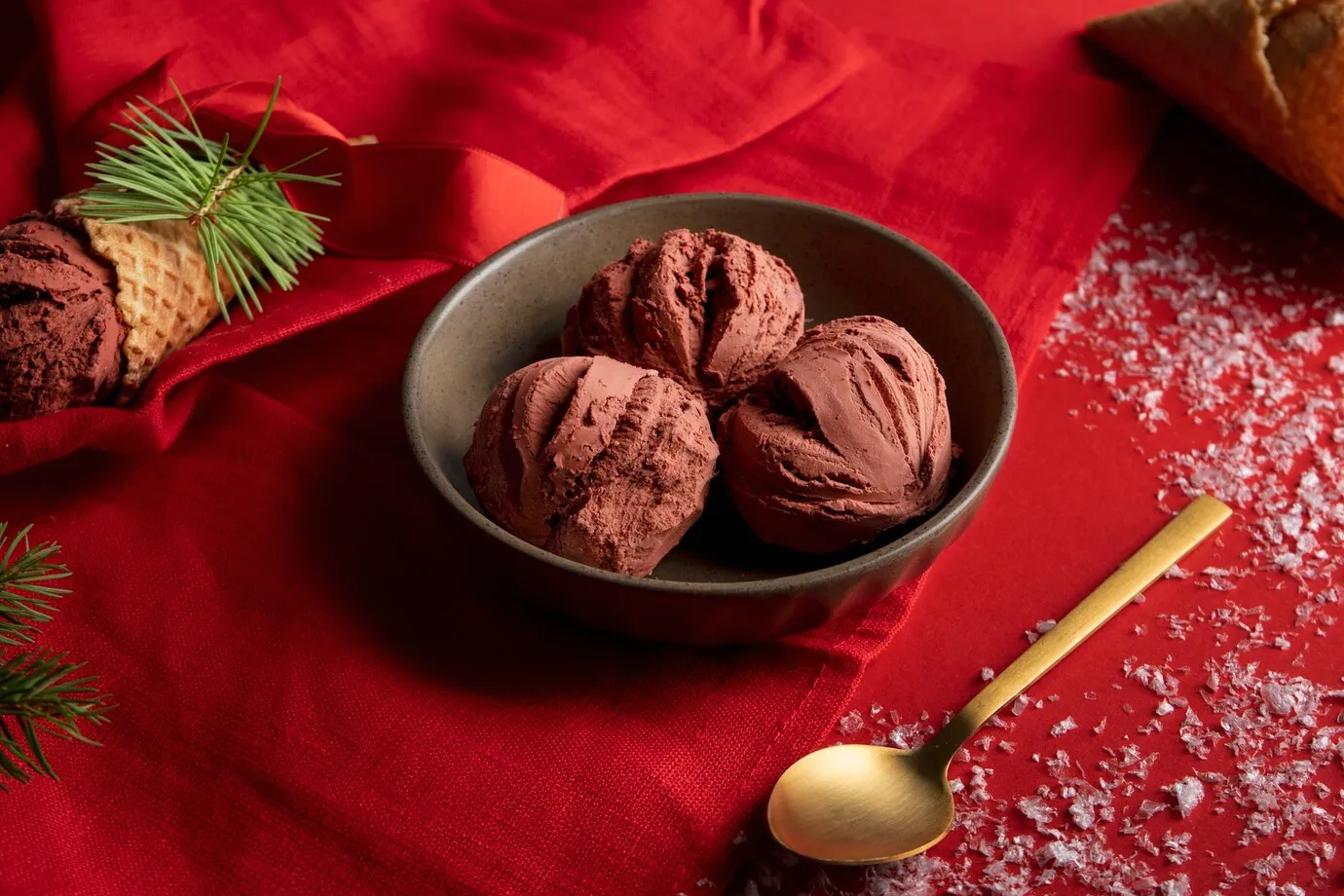 Scoop of Nutella Ice Cream on Elegant Background