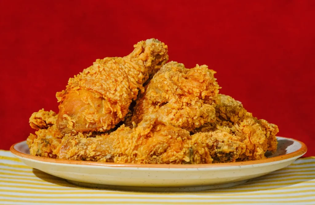 : A plate of crispy air-fried chicken fries ready to be served.