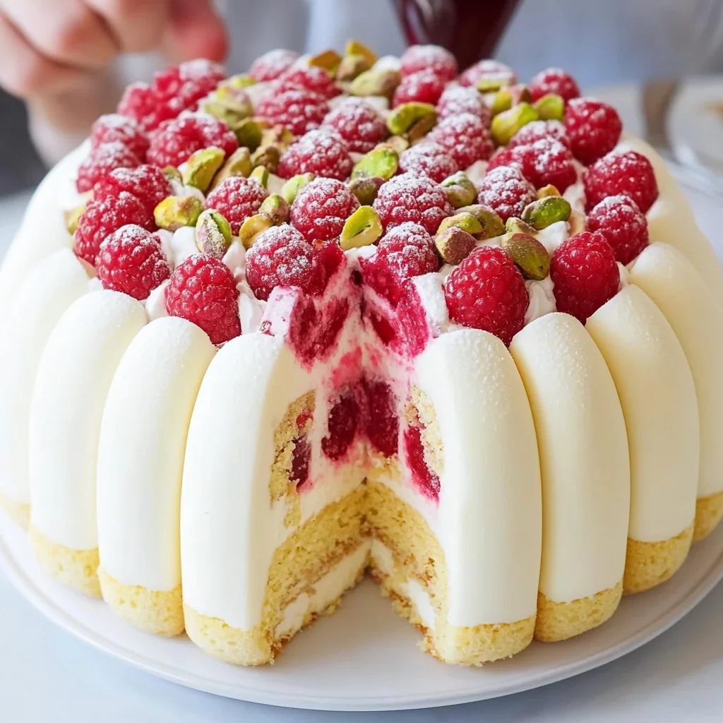 White Chocolate Raspberry Charlotte With Pistachio And Turkish Delight Crown Recipe