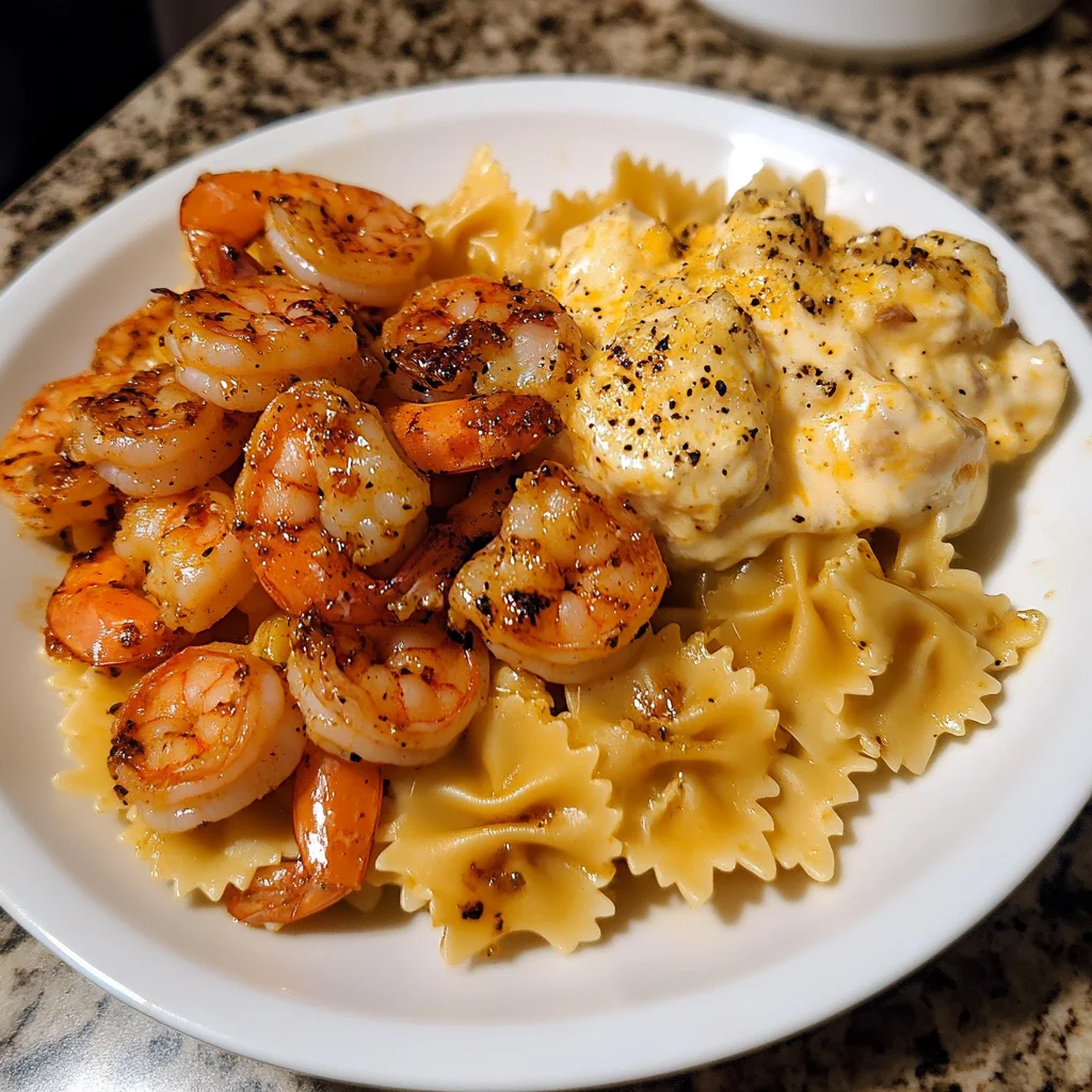 Cajun Garlic Butter Shrimp With Creamy Four Cheese Bowtie Recipe