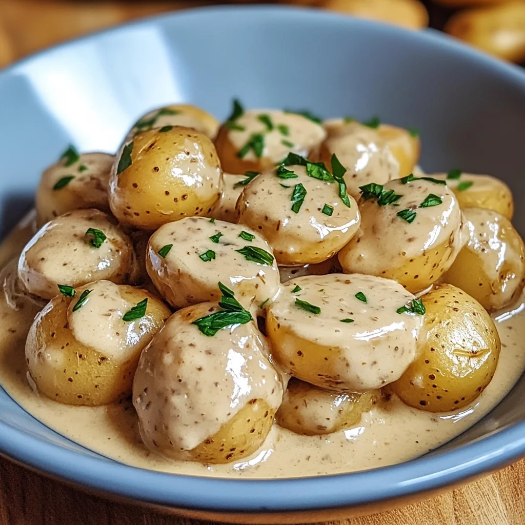 Creamy Garlic Sauce Baby Potatoes Recipe