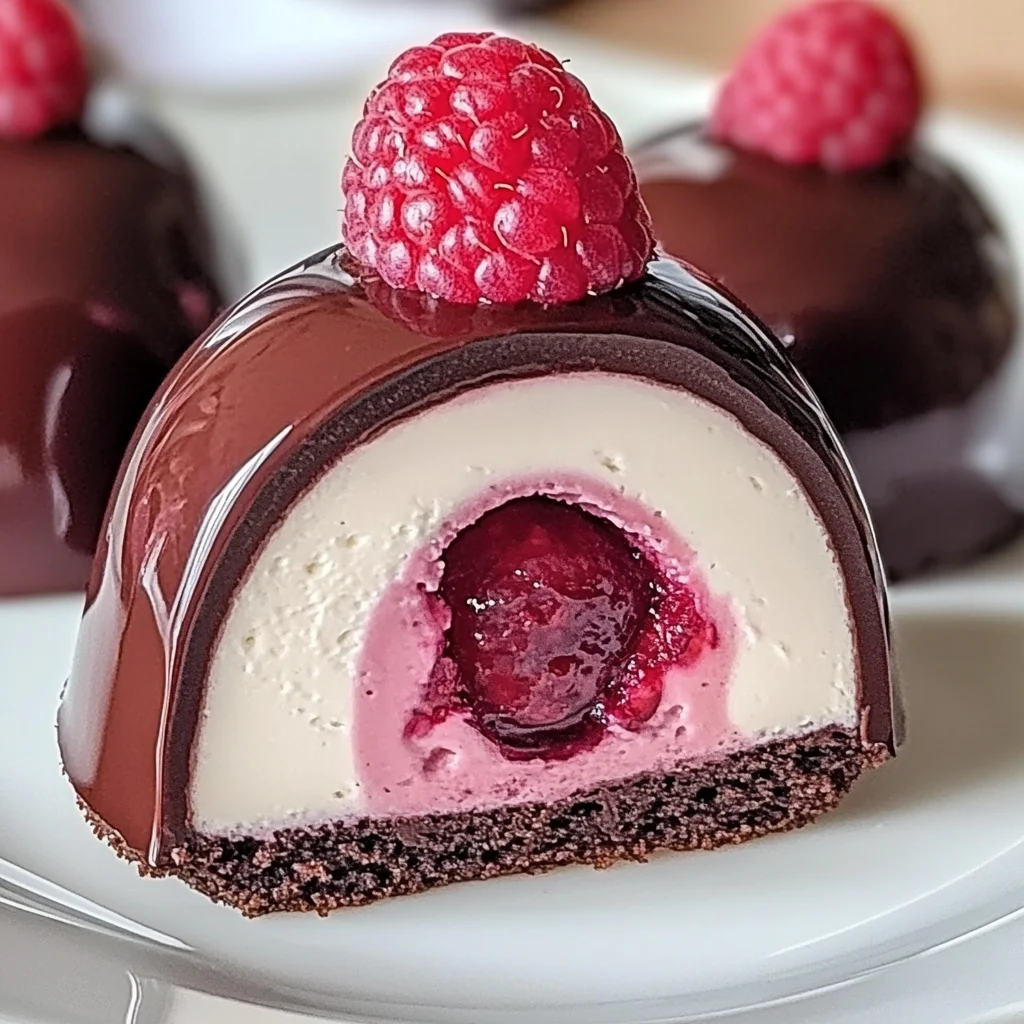 Velvety Chocolate Mousse Domes With Fresh Raspberry Center Recipe