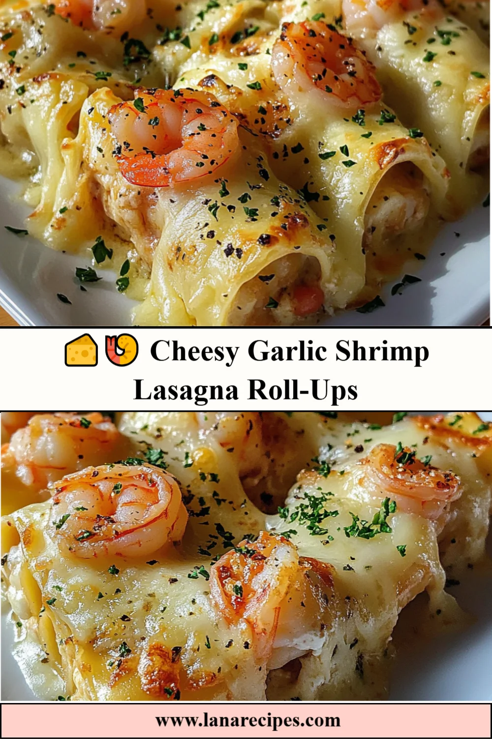 "🧀🍤 Cheesy Garlic Shrimp Lasagna Roll-Ups