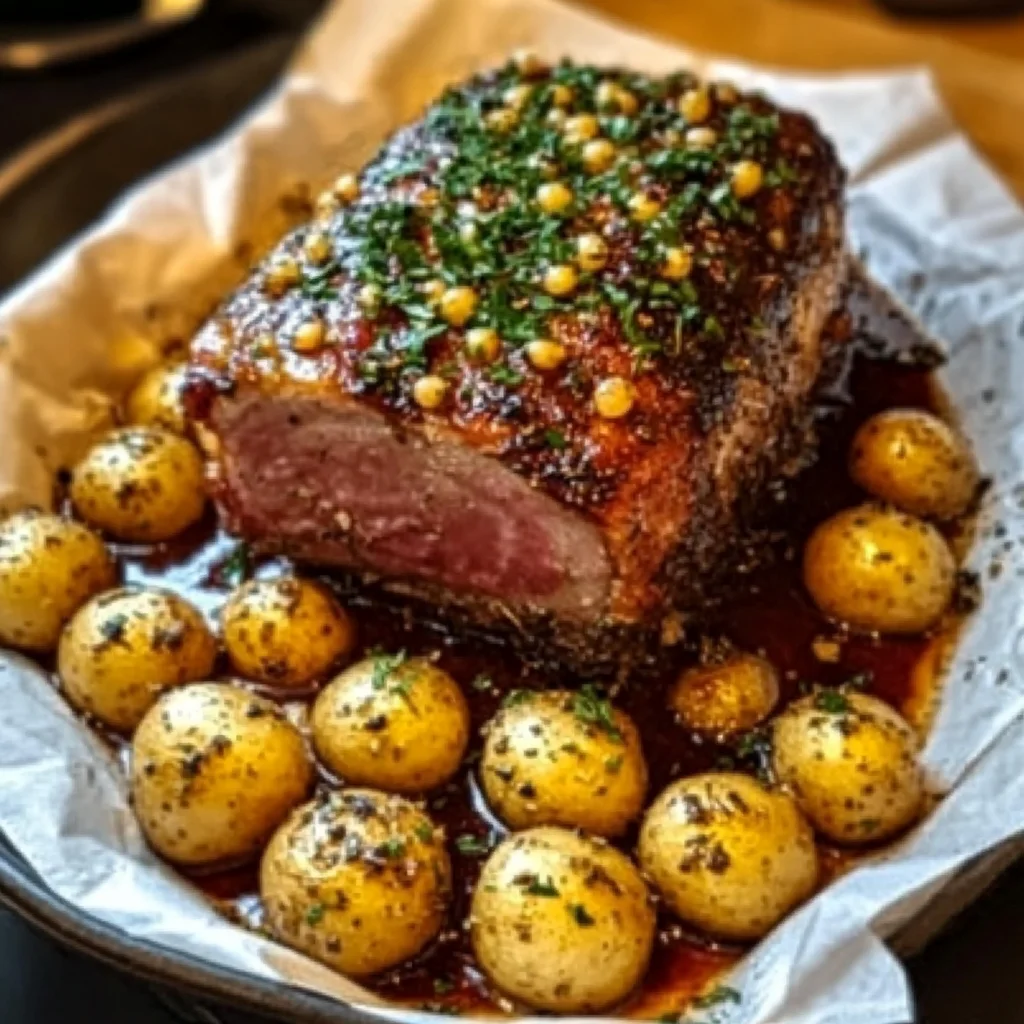 Garlic Herb Pork Roast With Baby Potatoes Recipe