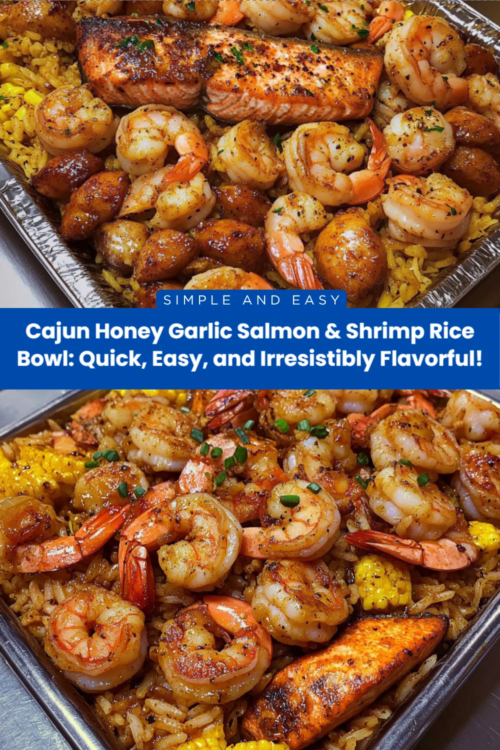 Cajun Honey Garlic Salmon & Shrimp Rice Bowl: Quick, Easy, and Irresistibly Flavorful!