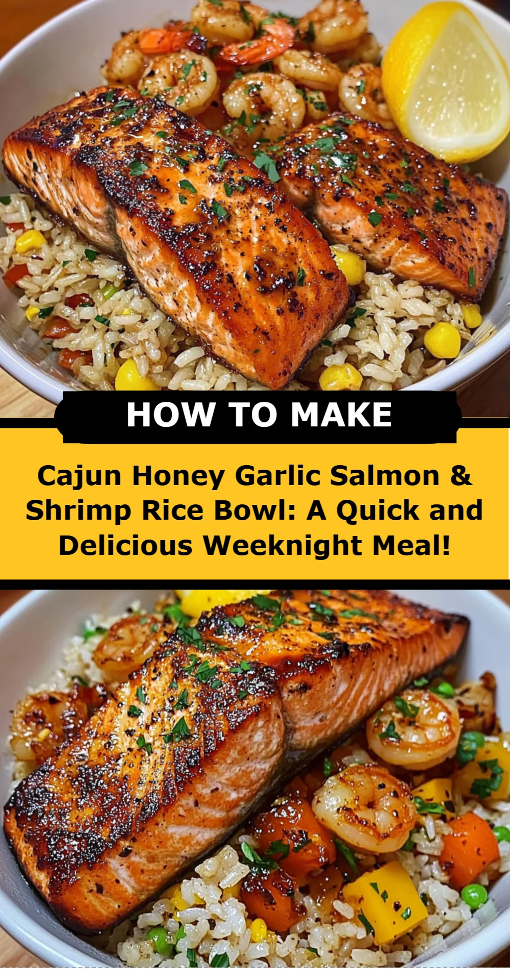Cajun Honey Garlic Salmon & Shrimp Rice Bowl: A Quick and Delicious Weeknight Meal!