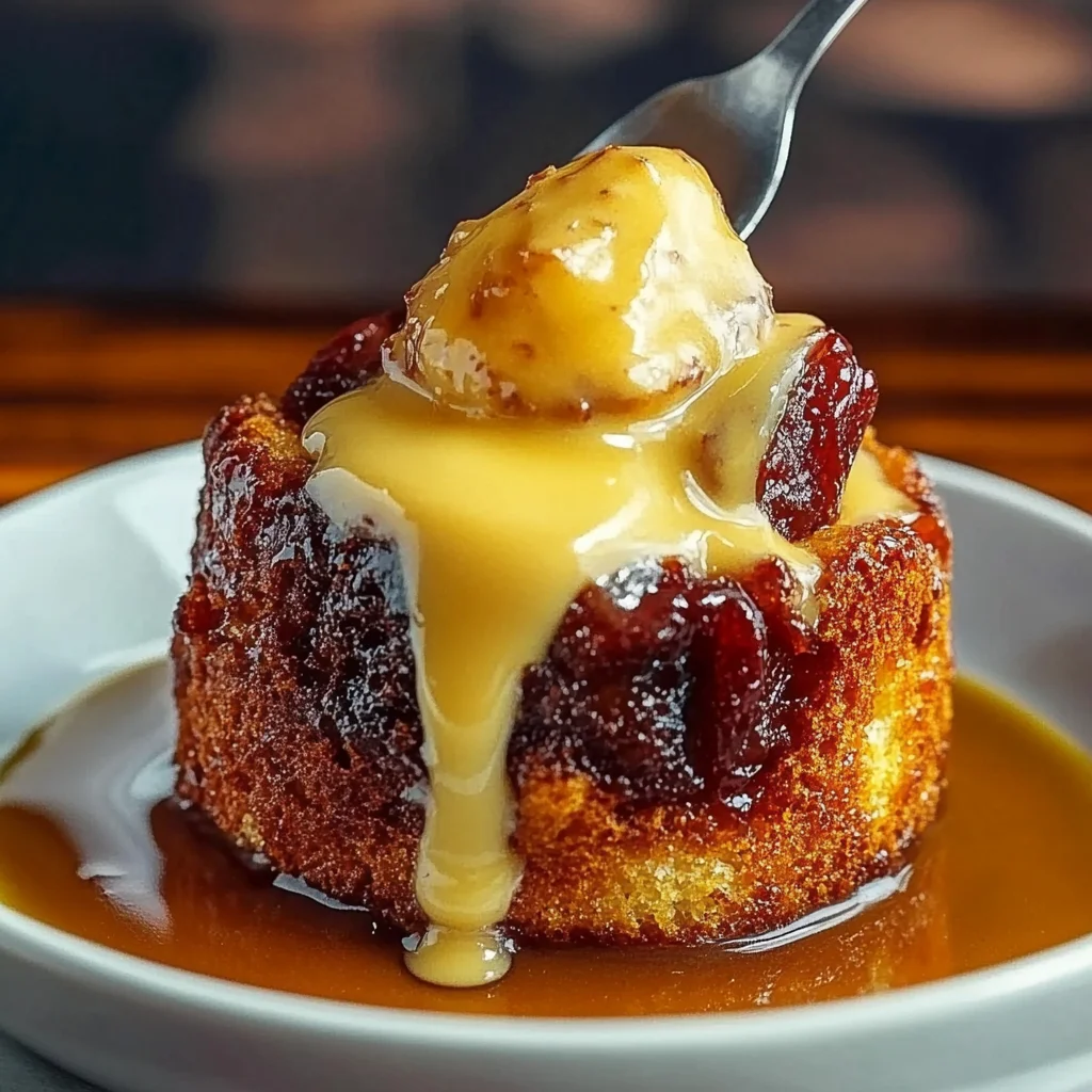 Caramelized Sticky Rhubarb Sponge Pudding Recipe with Golden Custard Cream