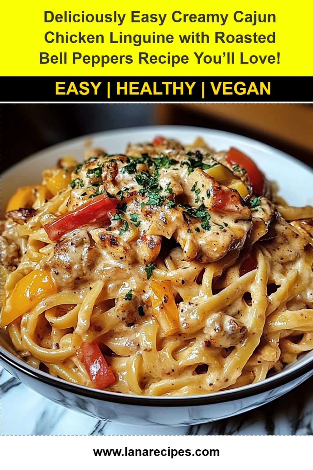 Creamy Cajun Chicken Linguine with Roasted Bell Peppers Recipe