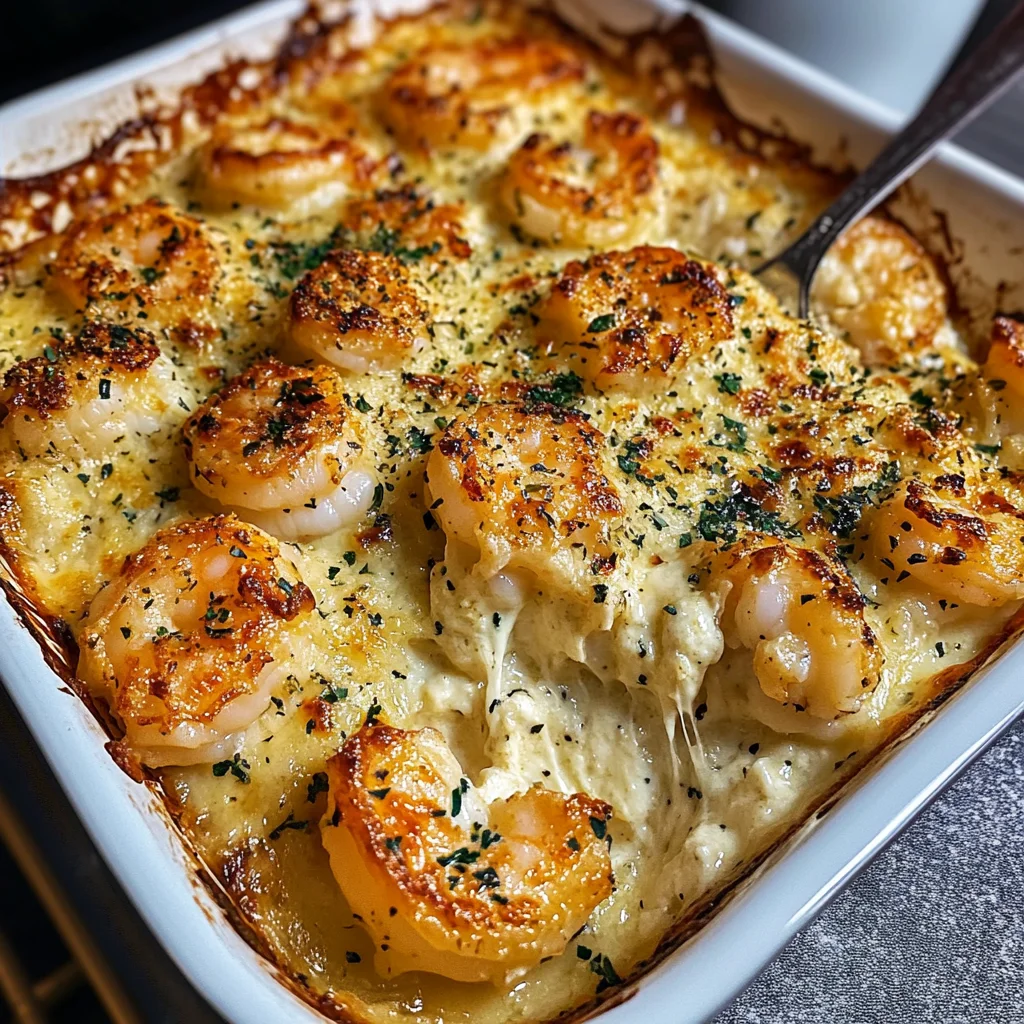 Creamy Garlic Parmesan Shrimp Bake Recipe