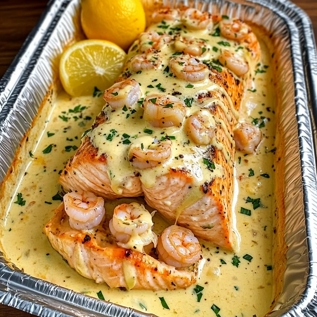 Creamy Garlic Shrimp Stuffed Salmon Recipe
