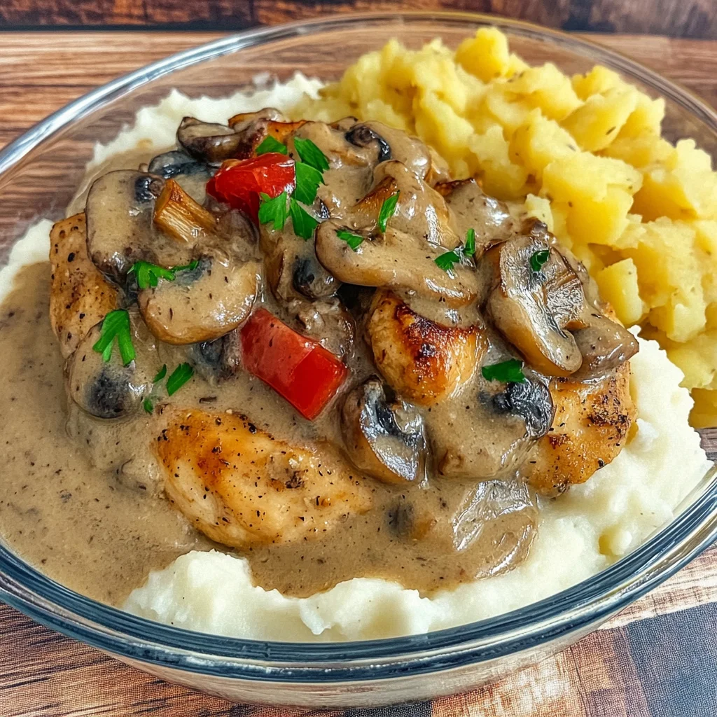 Creamy Mushroom Chicken with Mashed Potatoes Recipe