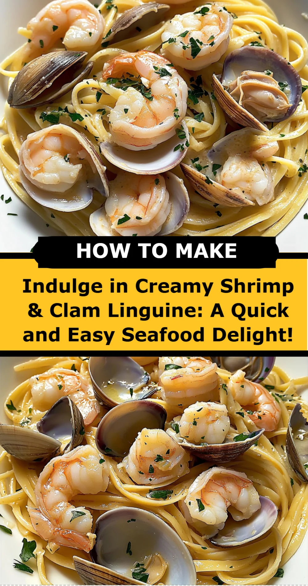 Indulge in Creamy Shrimp & Clam Linguine: A Quick and Easy Seafood Delight!