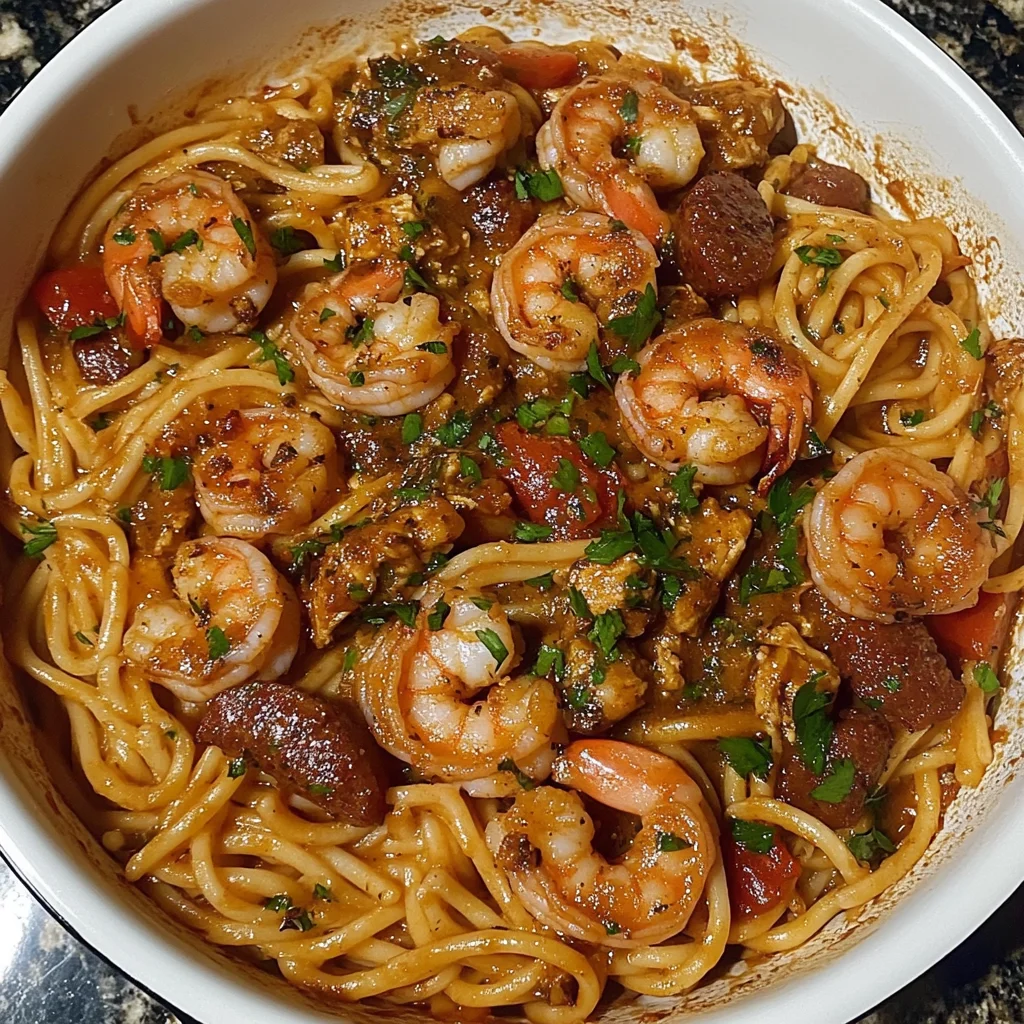 Delicious Cajun Shrimp, Sausage & Chicken Pasta Recipe