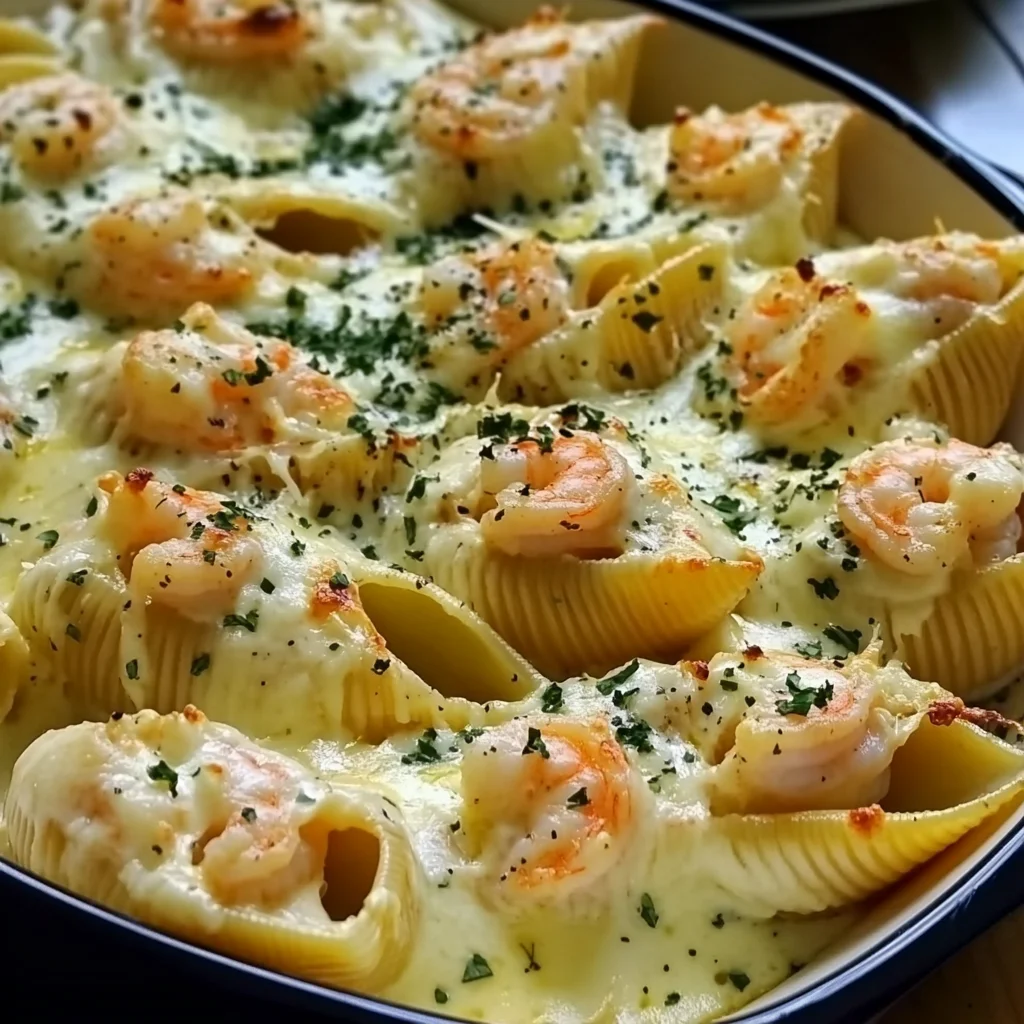 Deliciously Cheesy Shrimp Alfredo Stuffed Shells Recipe