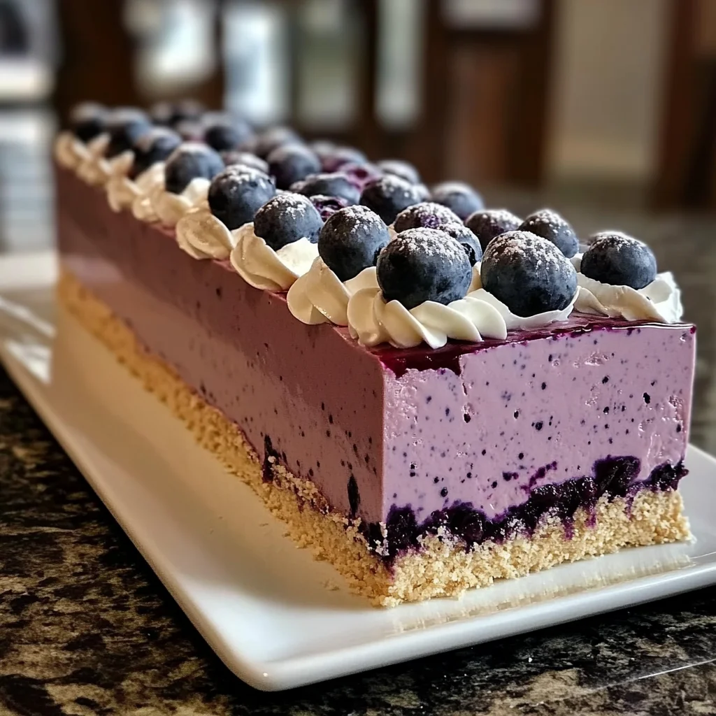 Blueberry Mousse Cheesecake Loaf Recipe with Coconut Crust