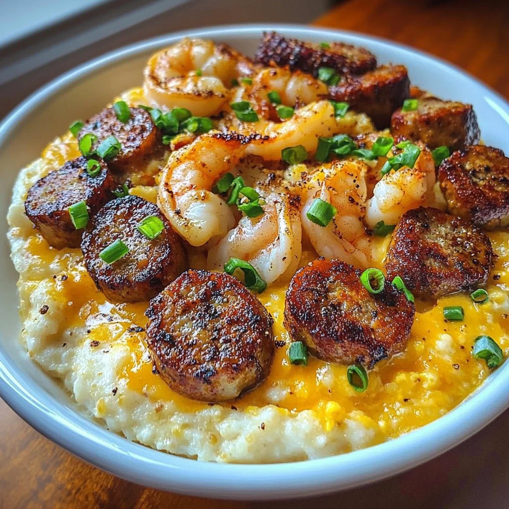 Cajun Shrimp, Sausage & Cheesy Grits Bowl Recipe
