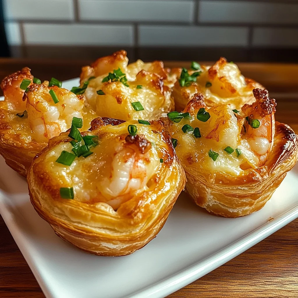 Delicious Cheesy Garlic Shrimp Puff Pastry Cups Recipe