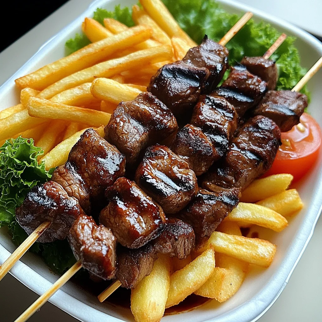 Delicious Grilled Beef Skewers and Crispy Fries Recipe