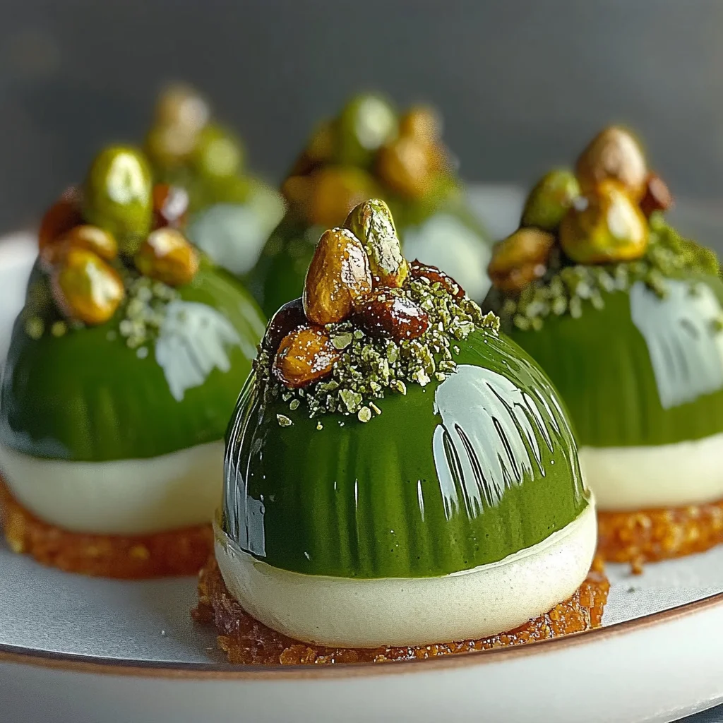 Emerald Matcha Pistachio Praline Domes Recipe