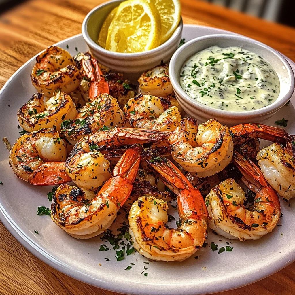 Garlic Butter Grilled Shrimp with Lemon Herb Aioli Recipe