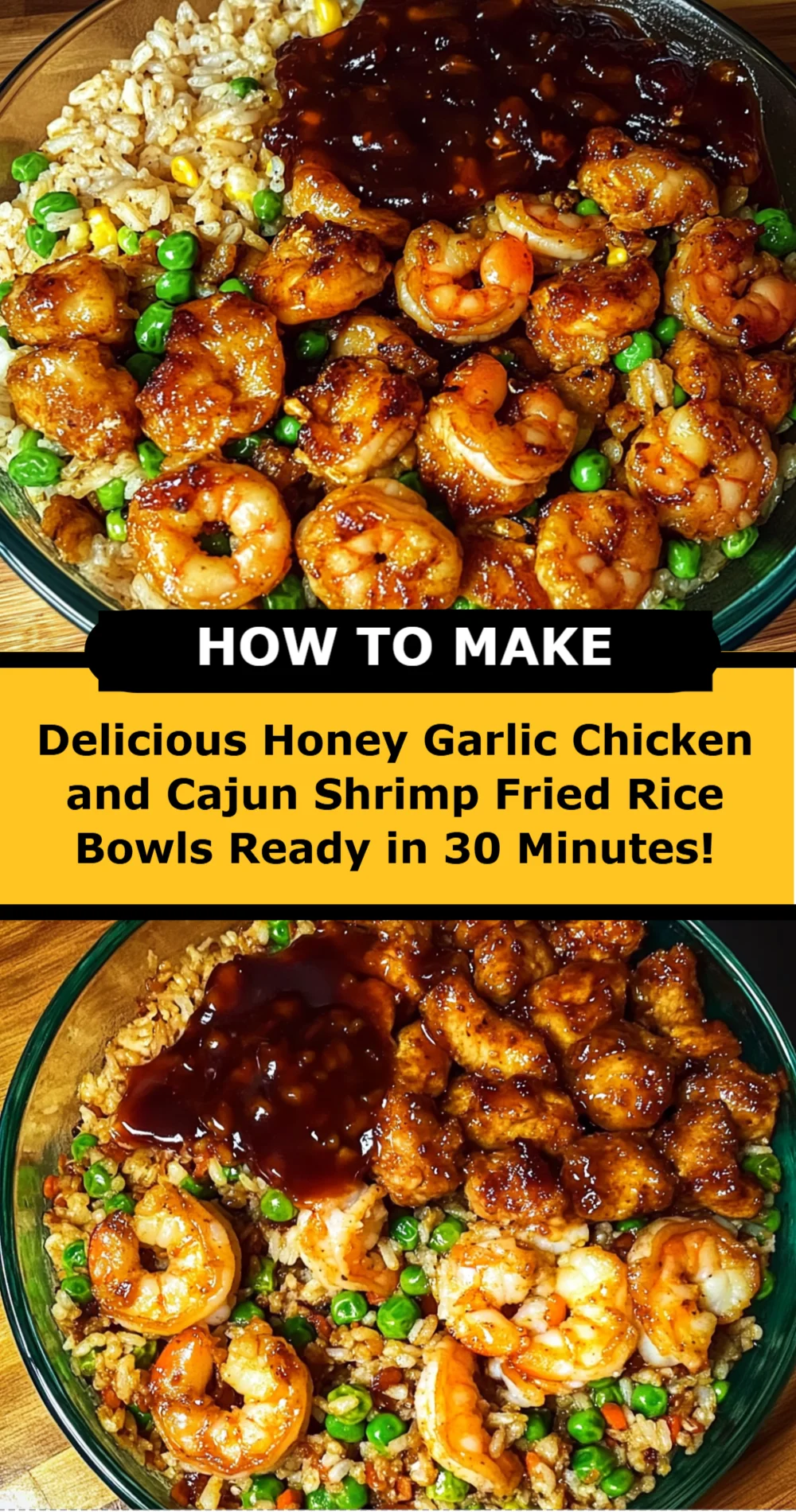 Delicious Honey Garlic Chicken and Cajun Shrimp Fried Rice Bowls Ready in 30 Minutes!