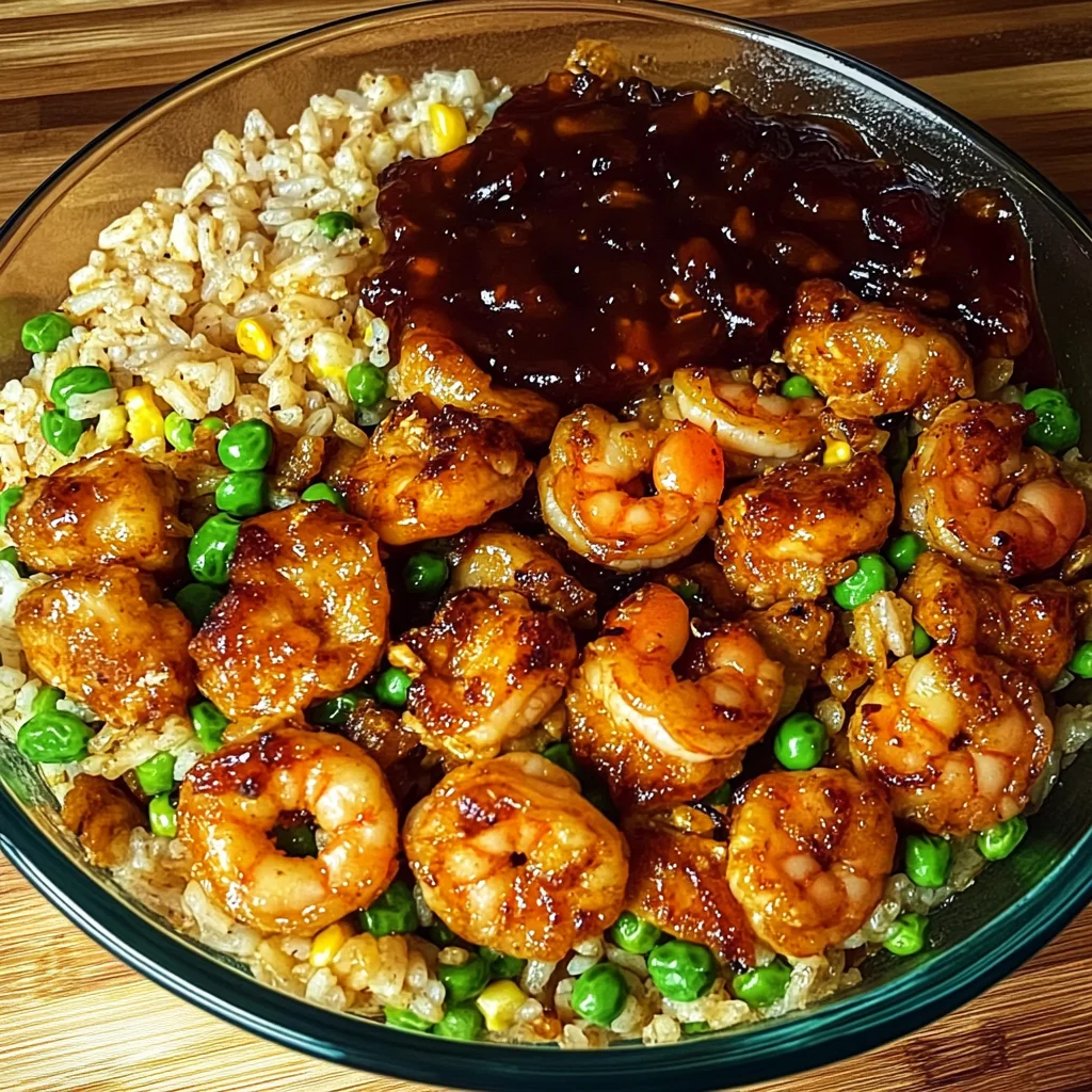 Honey Garlic Chicken and Cajun Shrimp Fried Rice Bowls Recipe