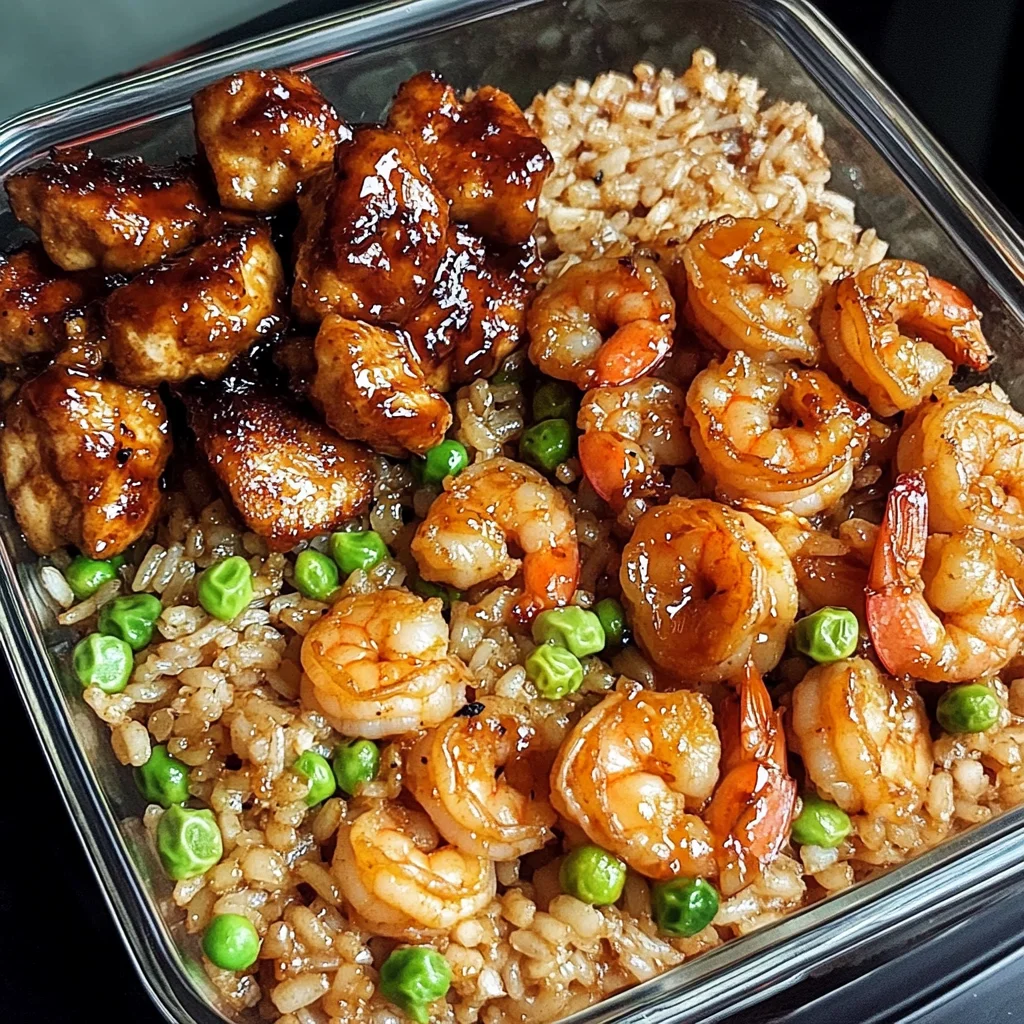 Honey Garlic Chicken &amp; Cajun Shrimp Fried Rice Bowl Recipe