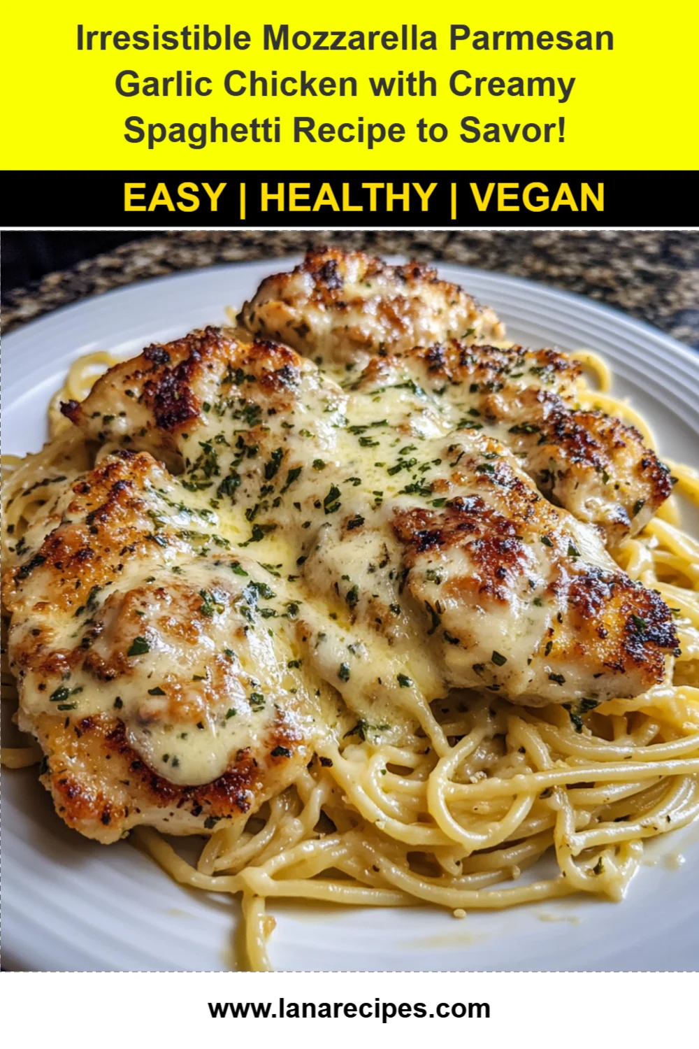 Irresistible Mozzarella Parmesan Garlic Chicken with Creamy Spaghetti Recipe to Savor!
