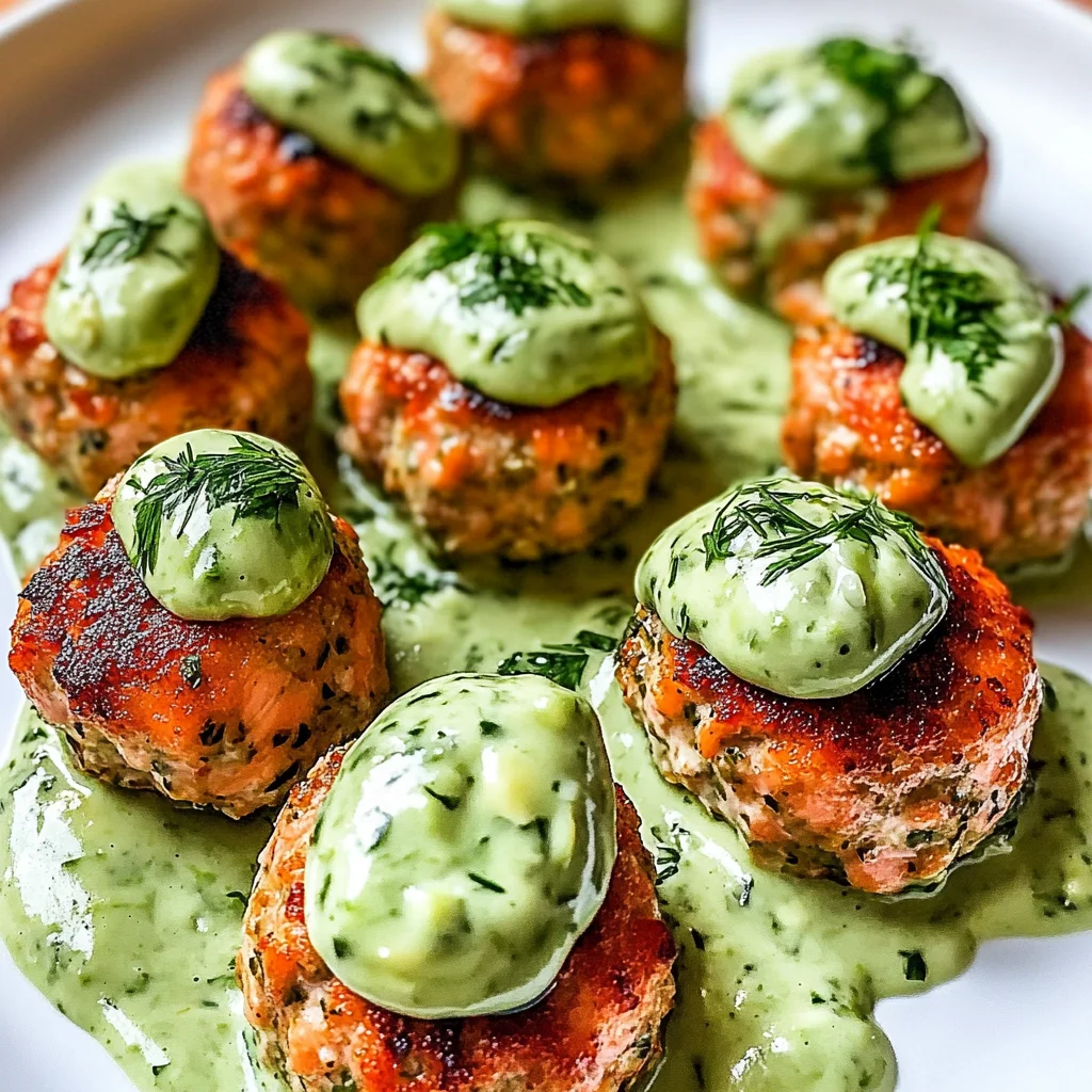Baked Salmon Meatballs with Creamy Avocado Sauce Recipe