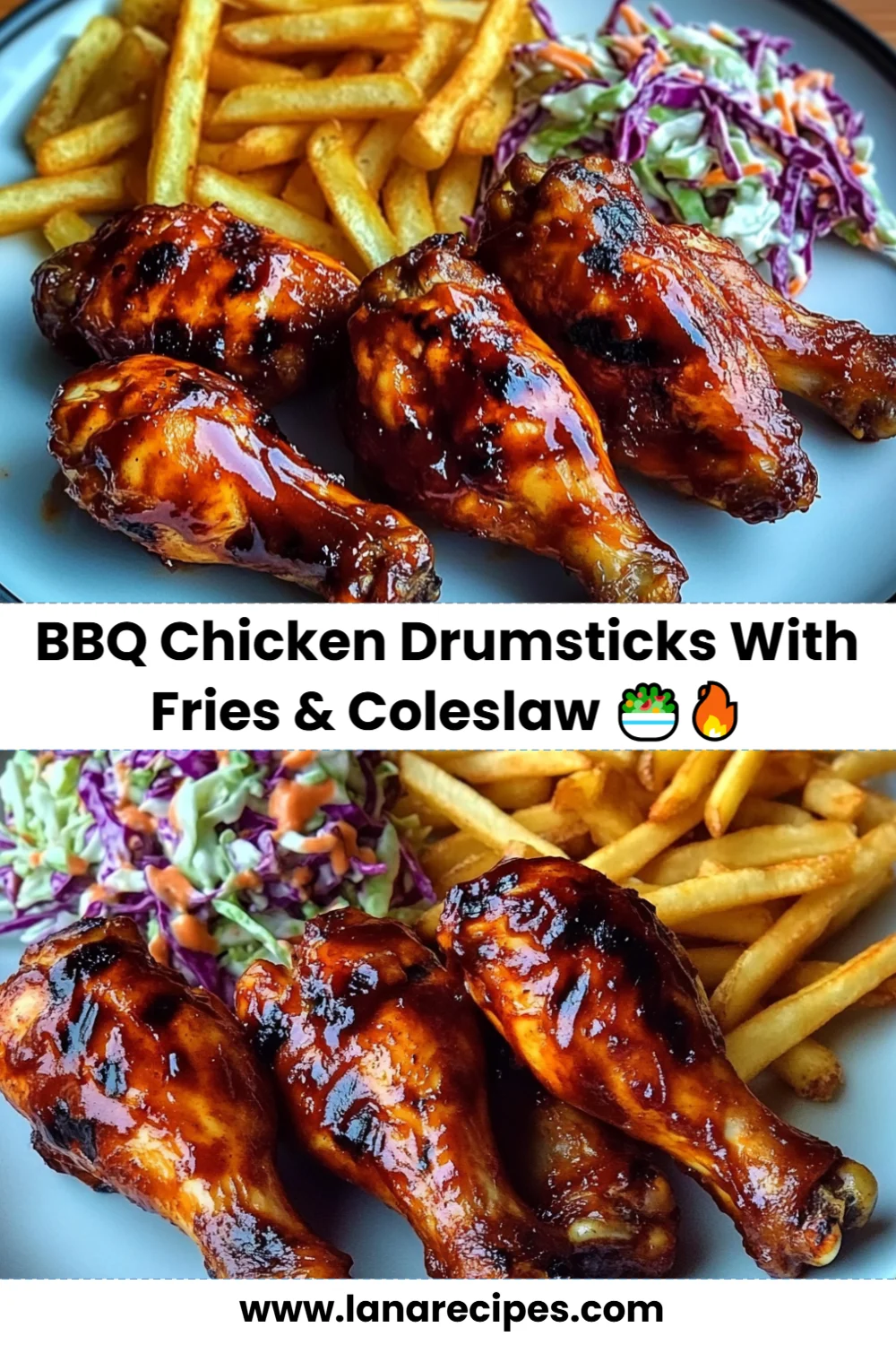 Delicious BBQ Chicken Drumsticks with Crispy Fries & Creamy Coleslaw Recipe You Need to Try!