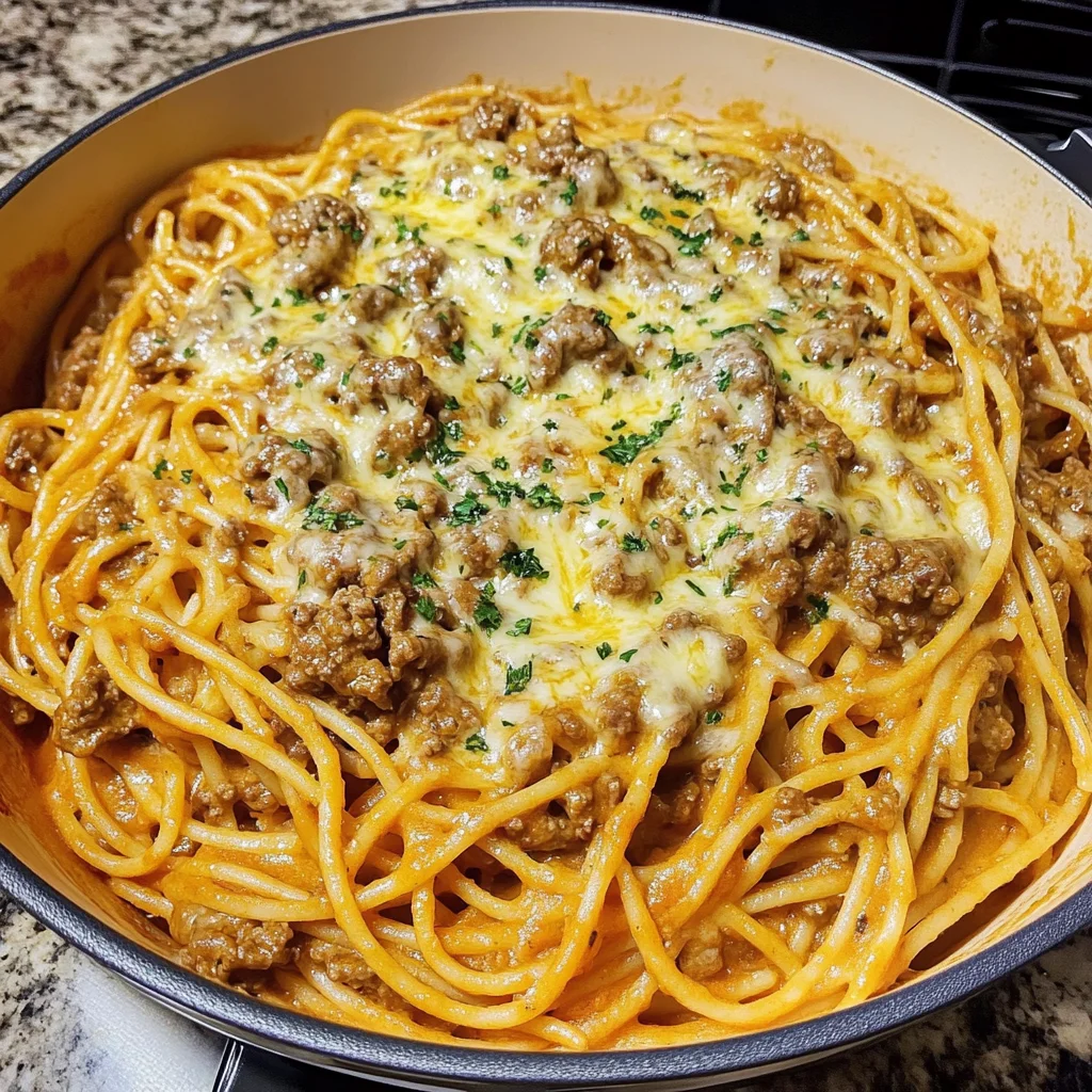 Cajun Beef Spaghetti in Cheesy Three-Cheese Sauce Recipe
