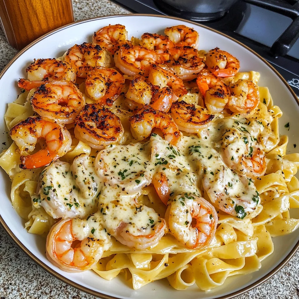 Cajun Garlic Butter Shrimp Fettuccine Recipe