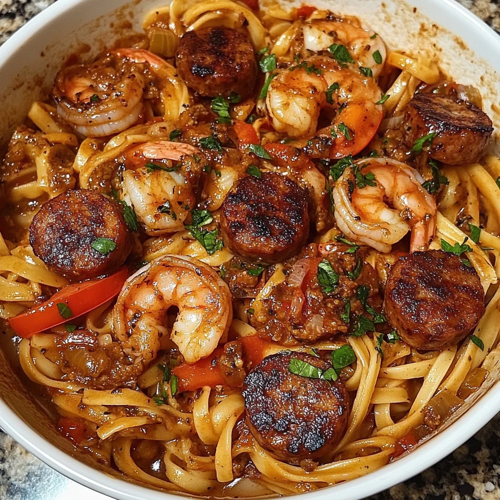 Cajun Shrimp &amp; Smoked Sausage Noodles Recipe