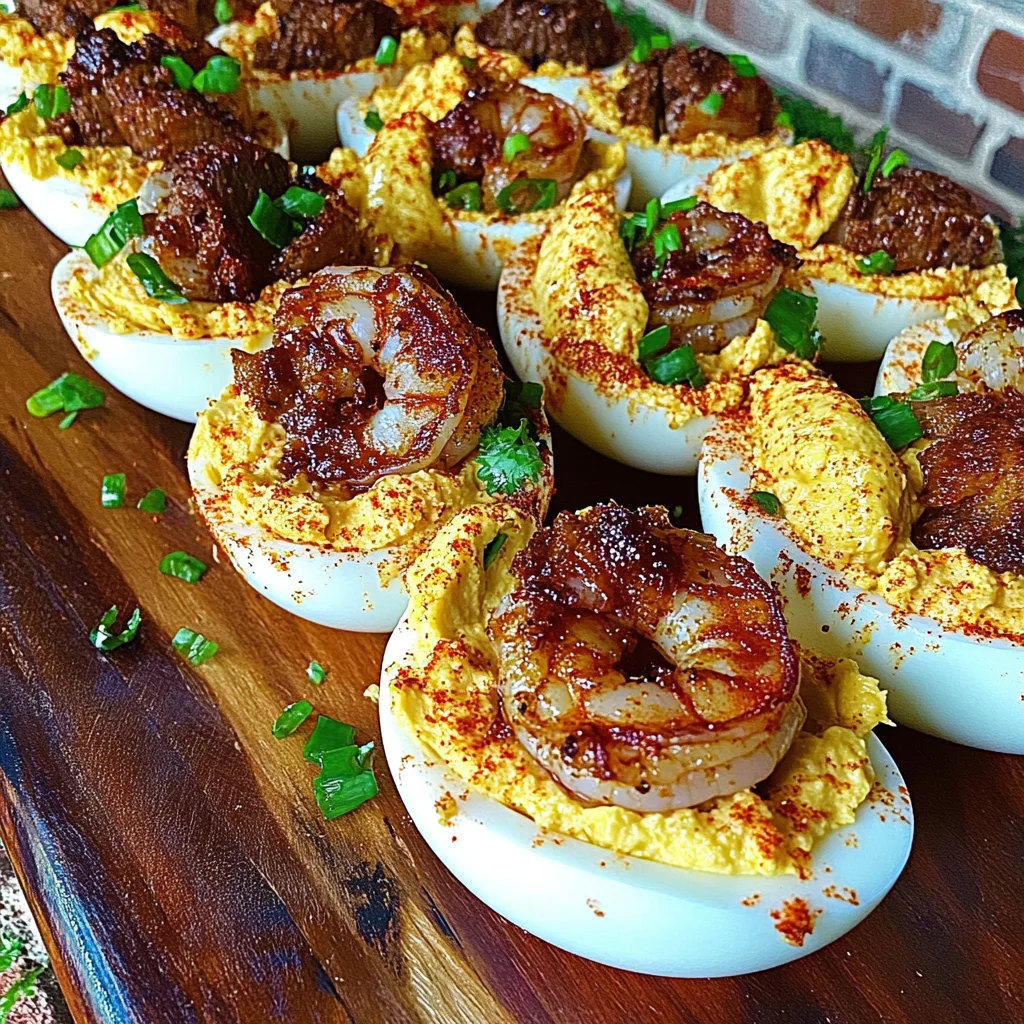 Cajun Shrimp &amp; Steak Deviled Eggs Recipe