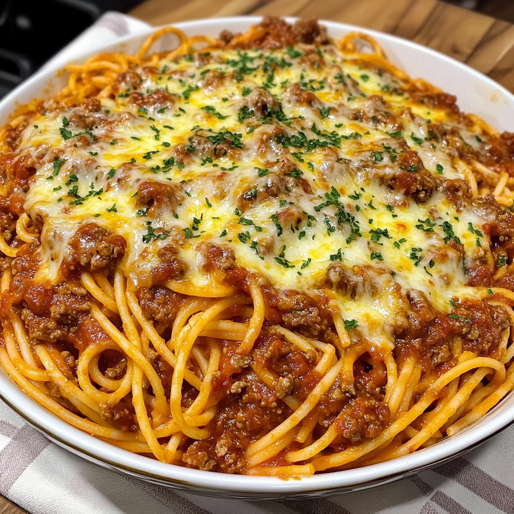 Cheesy Garlic Butter Beef Spaghetti Recipe in Three-Cheese Marinara