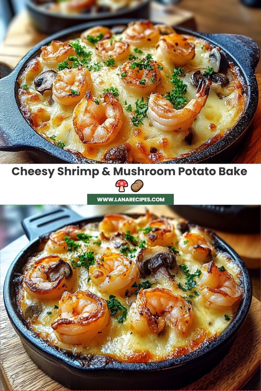 Irresistible Cheesy Shrimp & Mushroom Potato Bake for Cozy Family Dinners!