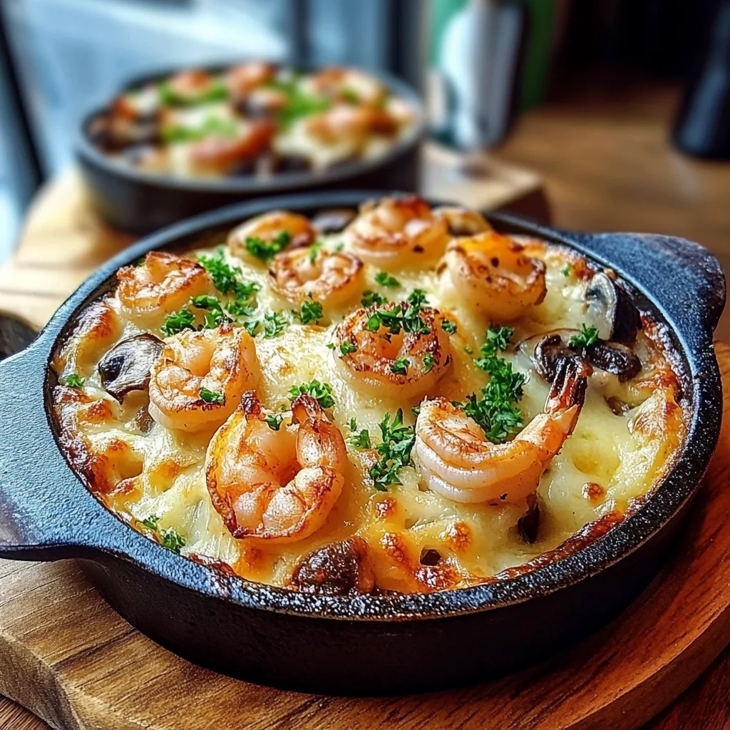 Cheesy Shrimp &amp; Mushroom Potato Bake Recipe