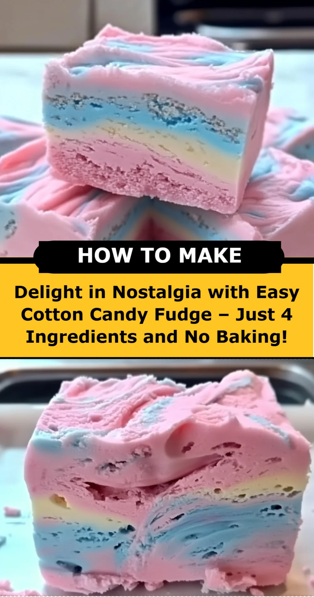 Delight in Nostalgia with Easy Cotton Candy Fudge – Just 4 Ingredients and No Baking!