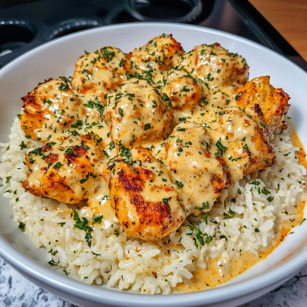 Delicious Cajun Butter Chicken over Garlic Parmesan Rice Recipe
